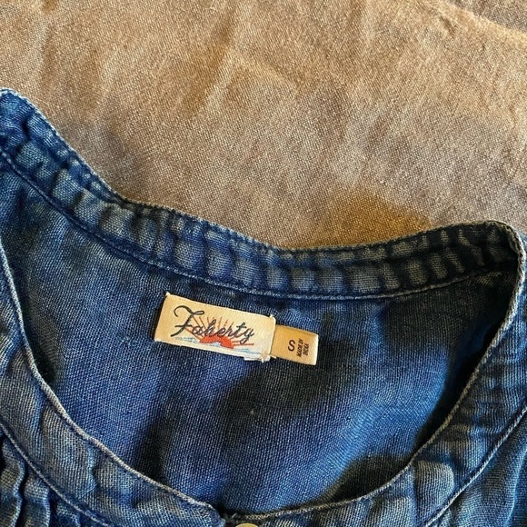 Faherty Women’s Dream Cotton Gauze Isha Dress Blue Size S Mini Sleeveless - Picture 6 of 9